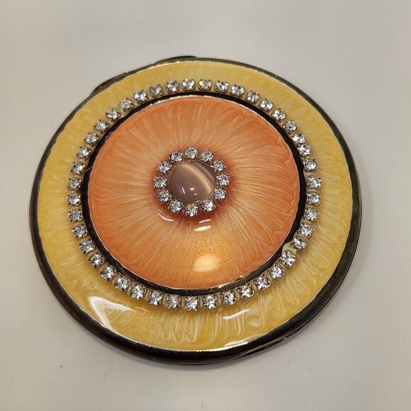 Lola Rose Silver Plated Compact Double Mirror Vintage Enamel Crystal Ornate - Picture 1 of 5
